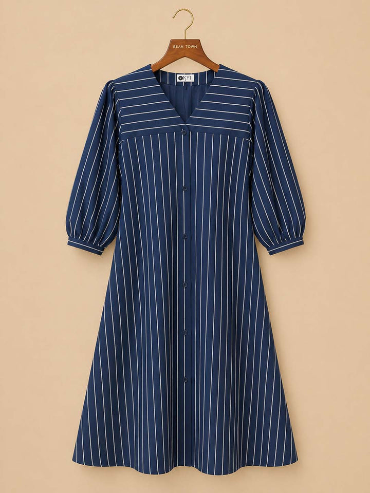 Dark Blue & White Vertical Line Top