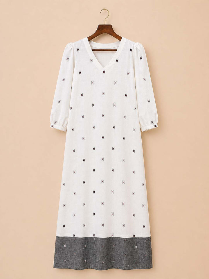 White And Black And Red Jamdhani Dress