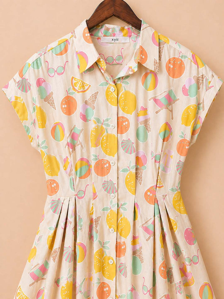 Beige with Pink Vacation Print