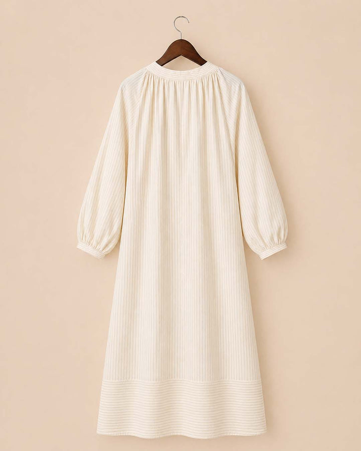 Yellow And White Raglan Sleeve Stripe Dress