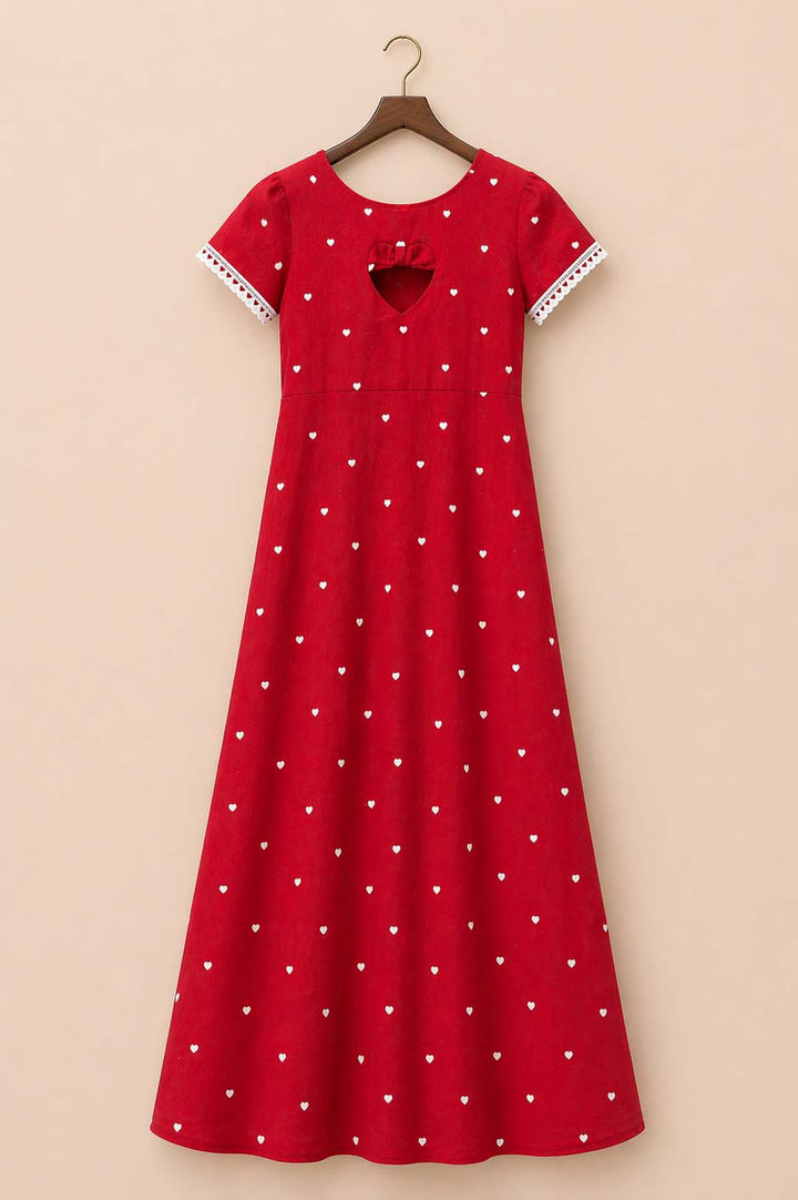 Red Heart Print Dress