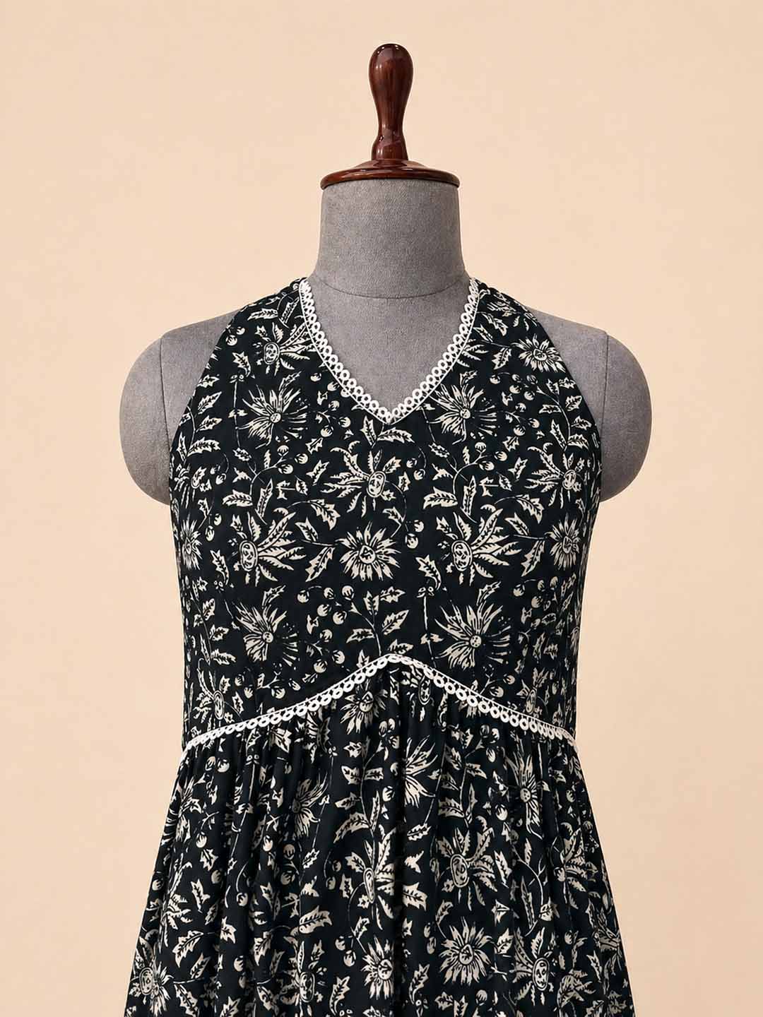 Black And White Halter Backless Dress