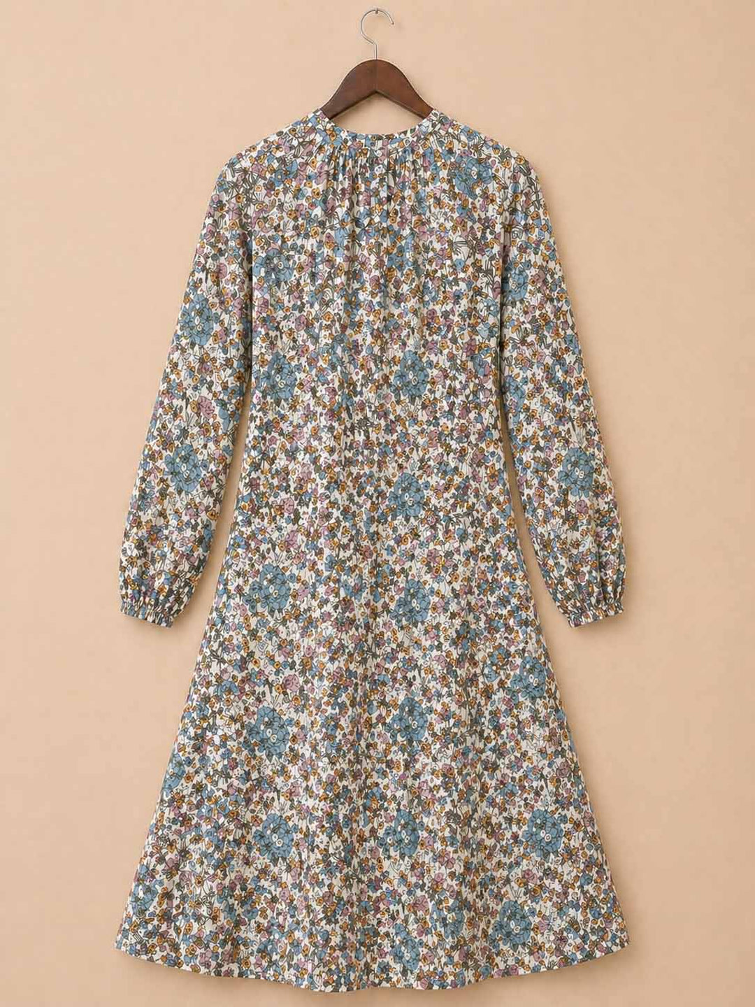 White With Multi Color Floral Print Dress
