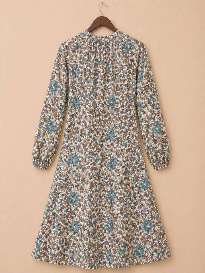 White With Multi Color Floral Print Dress