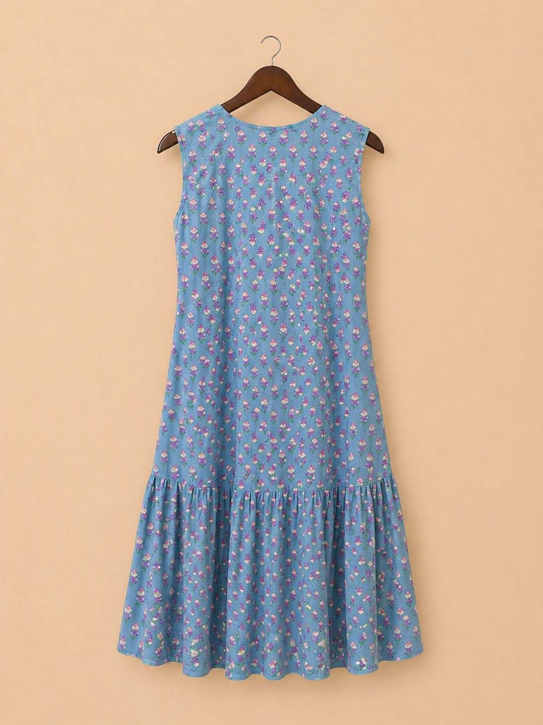 Dull blue relaxed fit sleeveless dress