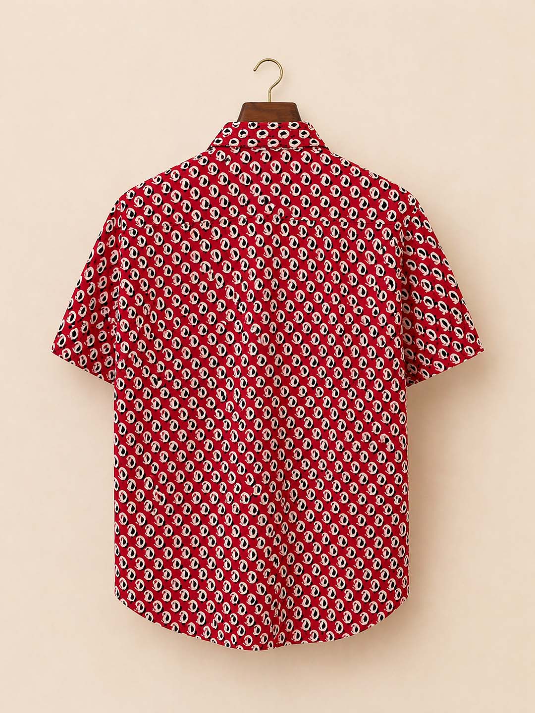 Red With Black & Paisley Butti Print Shirt