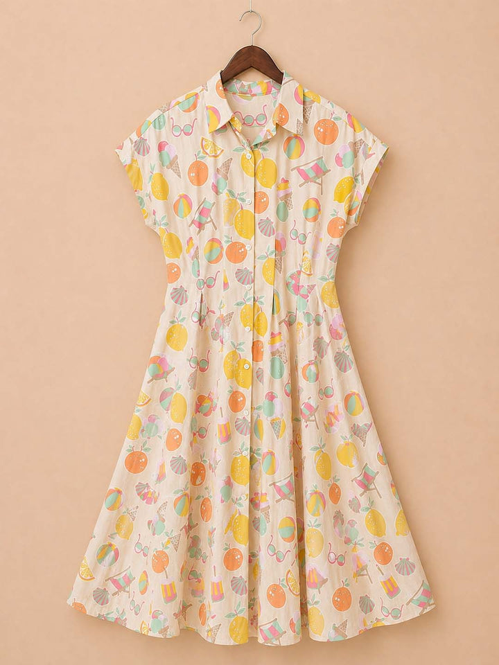 Beige with Pink Vacation Print