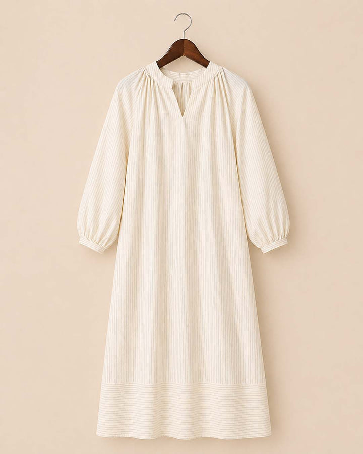Yellow And White Raglan Sleeve Stripe Dress