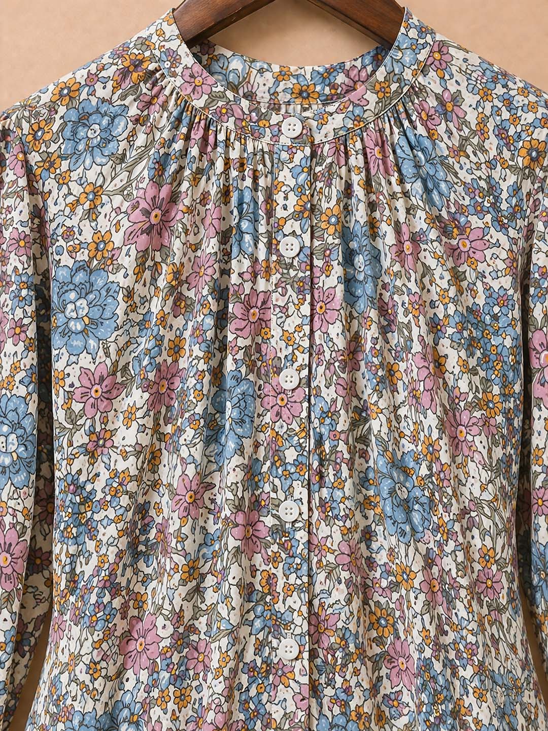 White With Multi Color Floral Print Dress