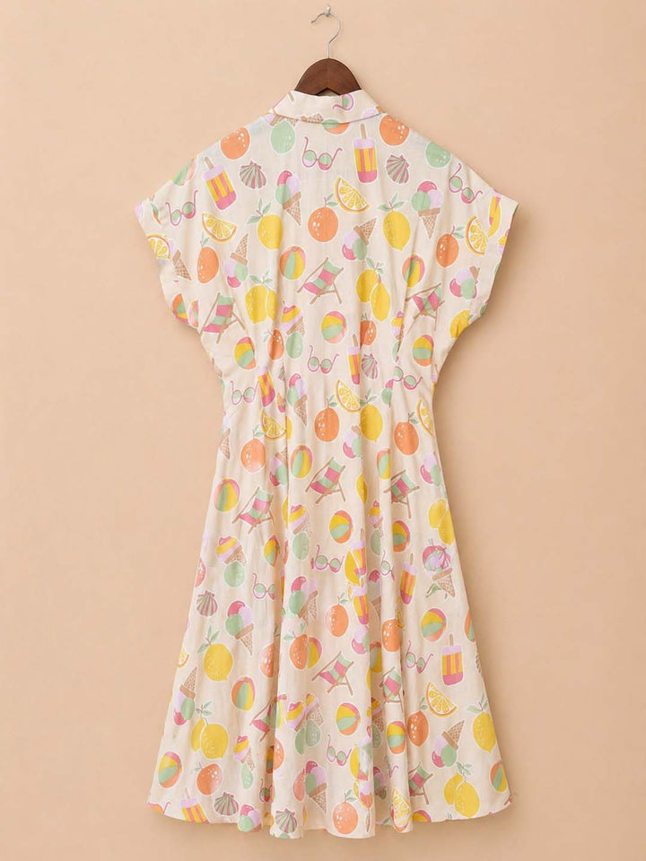 Beige with Pink Vacation Print