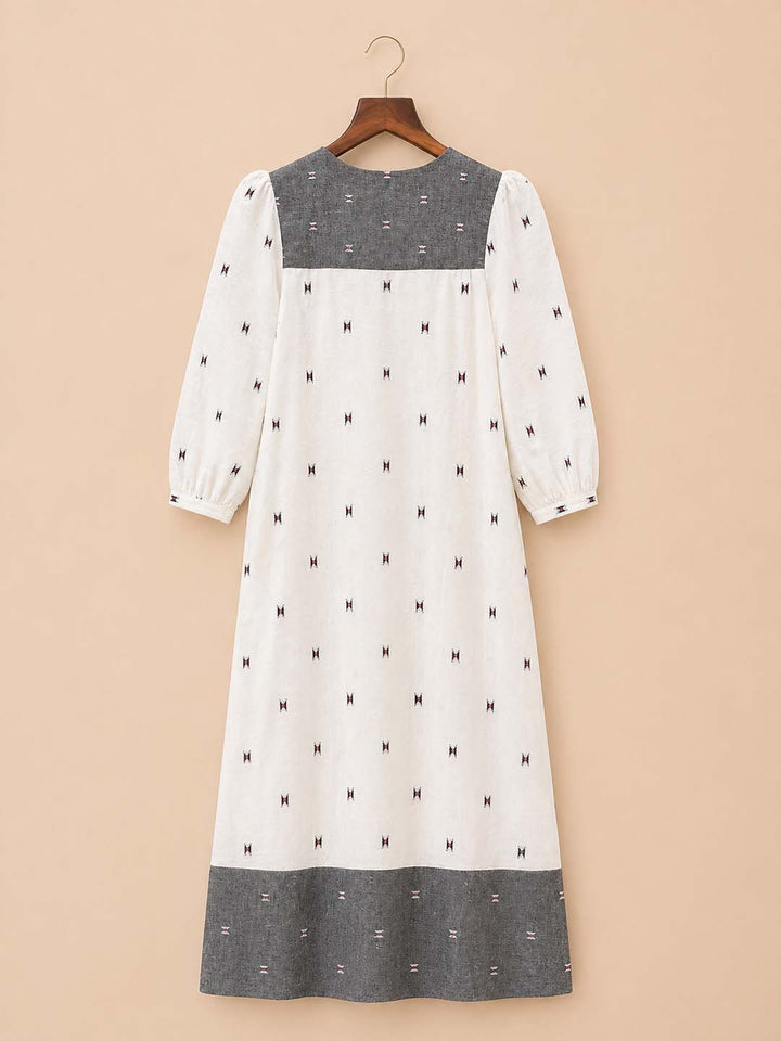 White And Black And Red Jamdhani Dress