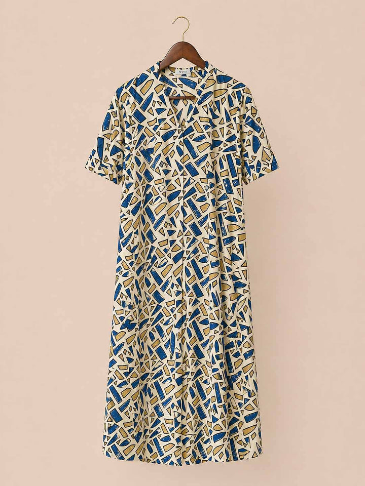 Cream Mosaic Print Dress