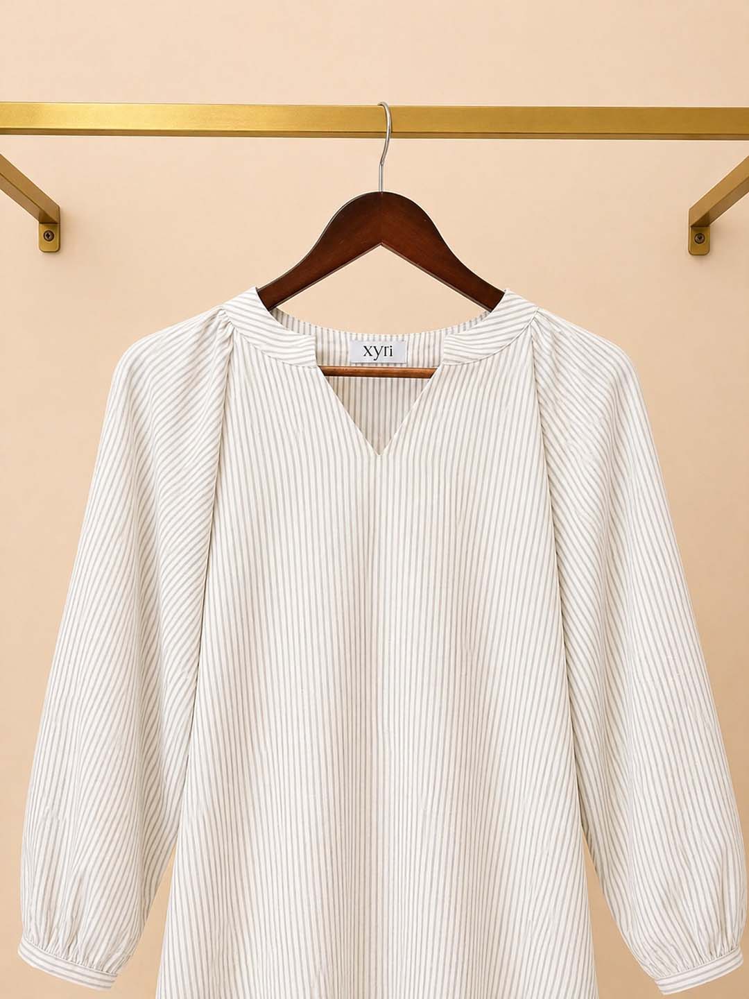 White And Gray Stripes Dress