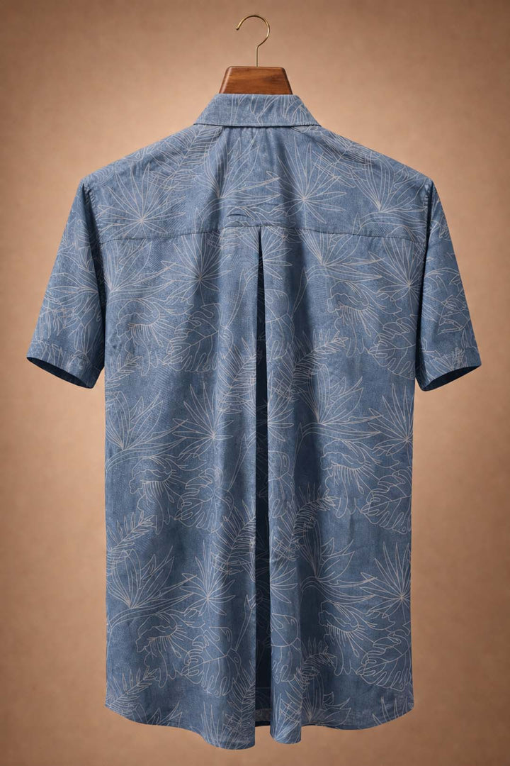 Blue With Leaf Printed Shirt